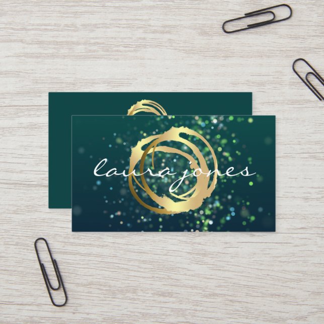 Carte De Visite Faux Gold Peint Cercle Designer (Devant/Arrière en situation)