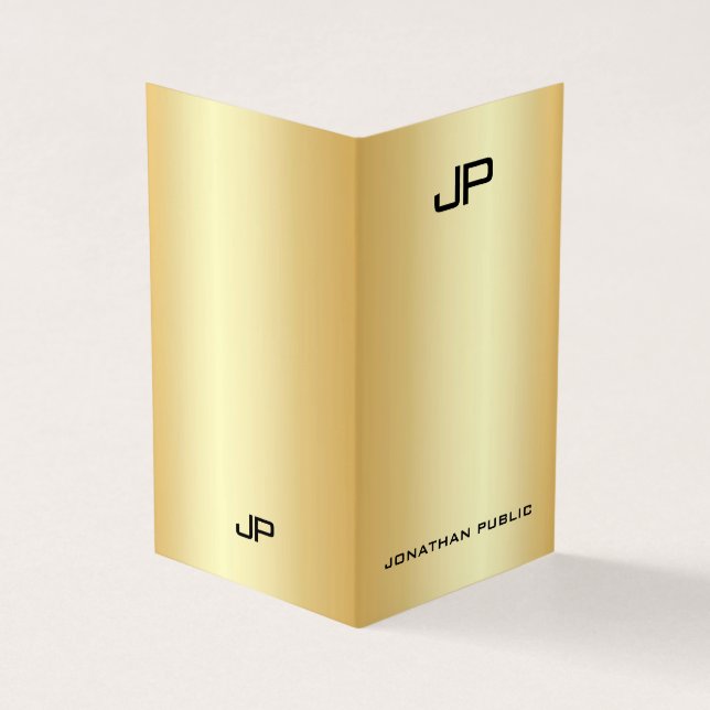 Carte De Visite Faux Gold Professional Élégant Monogramme moderne (Extérieur)