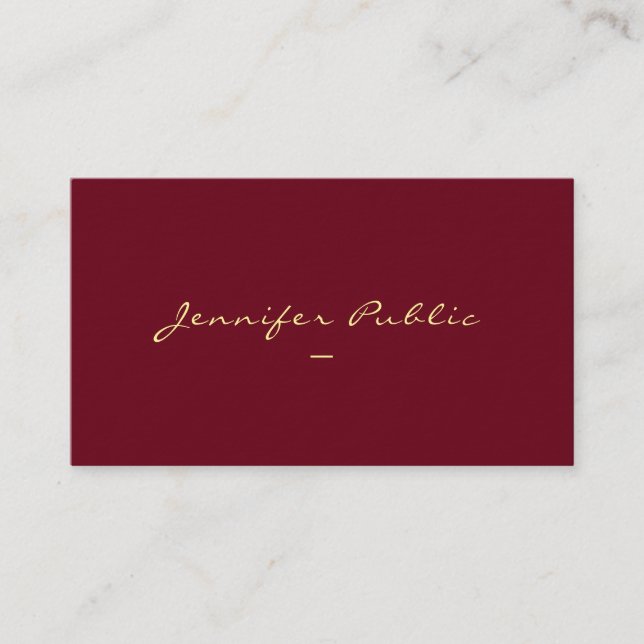 Carte De Visite Faux Gold Script Luxe Premium épais (Devant)
