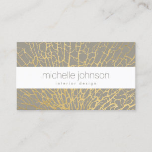 Carte De Visite Faux Gold Sea Fan Motif Intérieur Designer Grey