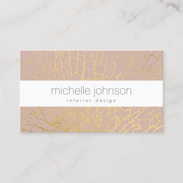 Carte De Visite Faux Gold Sea Fan Motif sur Pink/Mauve (Devant)