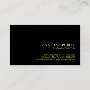 Carte De Visite Faux Gold Text Elegant Luxe Premium Noir
