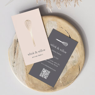 Carte De Visite Faux Gold Whisk   Boulangerie   Chef   Code QR du