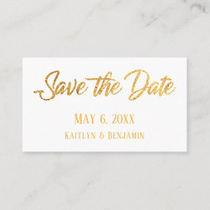 Carte De Visite Faux Gold, White, Save the Date & Mariage Detail