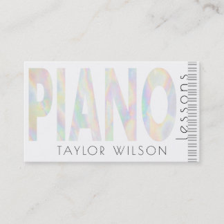 Carte De Visite FAUX iridescente script de piano professeur de mus