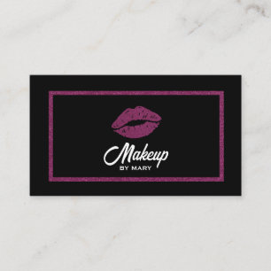 Carte De Visite Faux Levres Pailletées Rose Code QR Maquilleuse