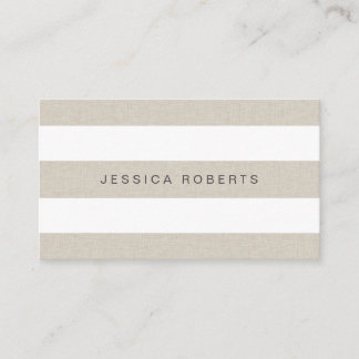 Carte De Visite Faux Linen Elegant Stripes Motif Professionnel