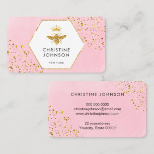 Carte De Visite faux logo de reine abeille pailleté sur fond aquar