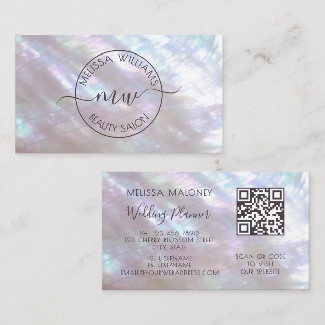 Carte De Visite FAUX Logo holographique iridescent (Devant / Derrière)