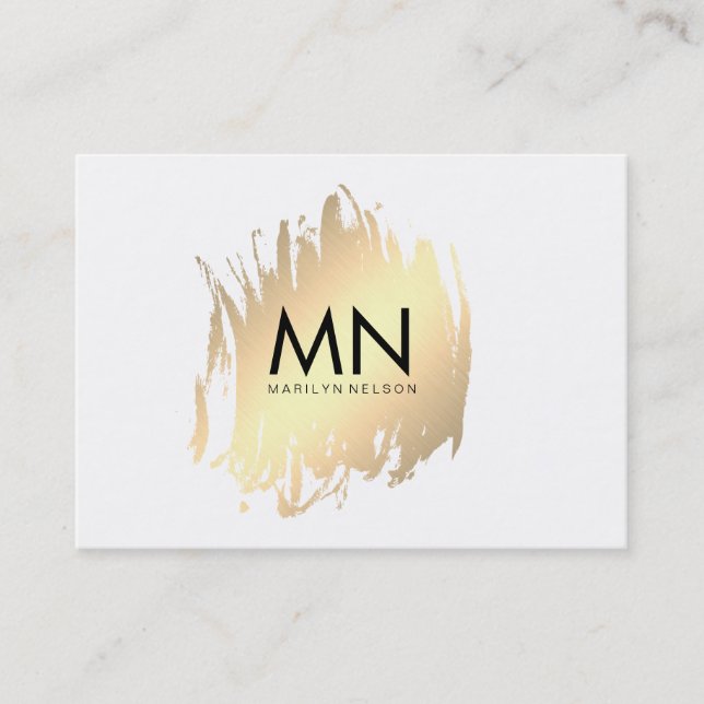 Carte De Visite Faux or brillant avec monogramme chic (Devant)
