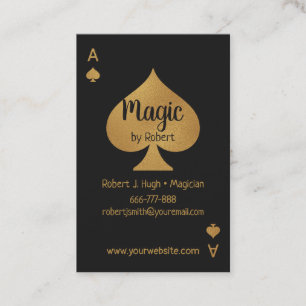 Carte De Visite Faux Or et Pique As de Poker Magicien