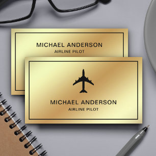 Carte De Visite Faux Or Feuille Jet Avion Avion Compagnie Aérienne
