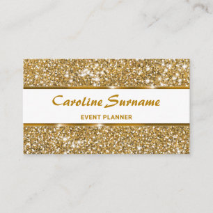 Carte De Visite Faux Paillettes Dorées Glam Chic Organisateur d'év