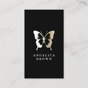 Carte De Visite Faux Parties scintillant et White Butfly