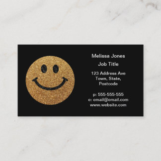 Carte De Visite Faux Parties scintillant Gold Happy Face - scintil