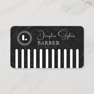 Carte De Visite Faux peigne noir avec logo barbier