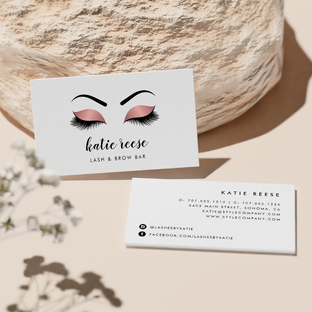 Carte De Visite Faux Rose Gold Lashes & Brows Beauté (Créateur téléchargé)