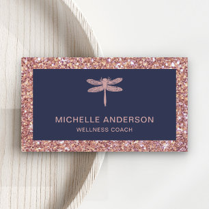 Carte De Visite Faux Rose  Gold Parties scintillant Dragonfly
