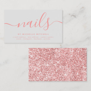 Carte De Visite Faux Rose Gold Parties scintillant Nail Technicien