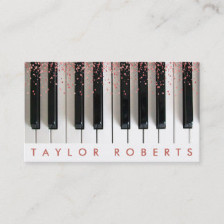 Carte De Visite faux rose or rose points musique pianiste