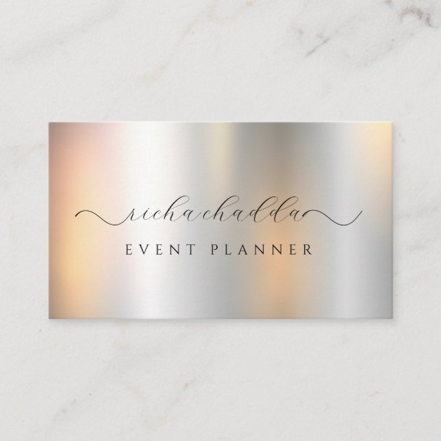 Carte De Visite Faux Silver Metallic Élégant Unique (Devant)