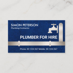 Carte De Visite Faux Silver Pipes Faucet Blue Water Grunge Plumber