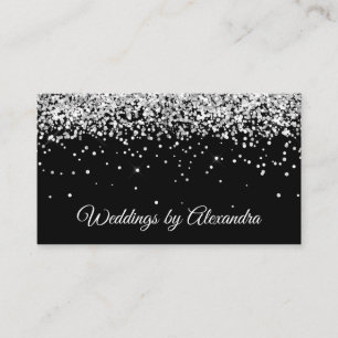 Carte De Visite Faux Sparkly Silver Parties scintillant Noir