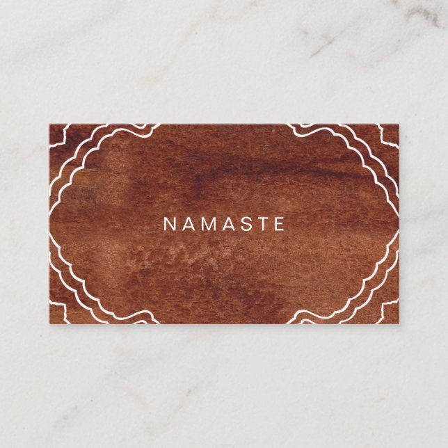 Carte De Visite Faux Wood Grain Cool Yoga Enseignant (Devant)