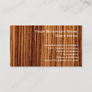 Carte De Visite Faux Zebrawood Grain de Bois Exécutif
