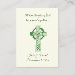 Carte De Visite Faveur de mariage catholique croix celtique verte 