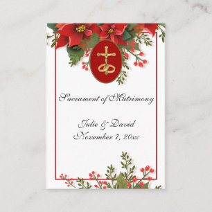 Carte De Visite Favor de mariage catholique Noël Pointsettia