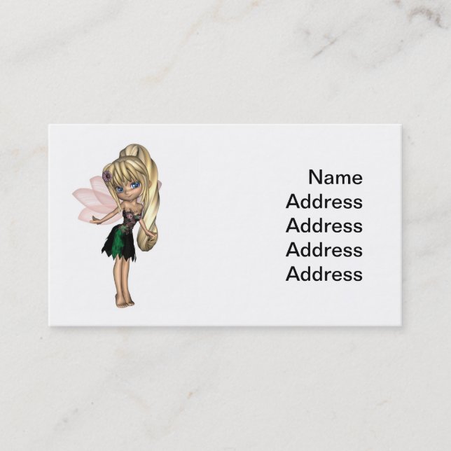 Carte De Visite Fée mignonne de Toon dans la robe verte et pourpre (Devant)