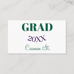 Carte De Visite félicitations pour le diplôme vert violet gras ann