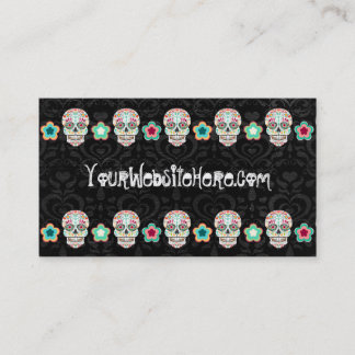 Carte De Visite Feliz Muertos - crânes de sucre sur la damassé