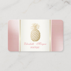 Carte De Visite Féminin Branché Moderne Or Ananas Tropical