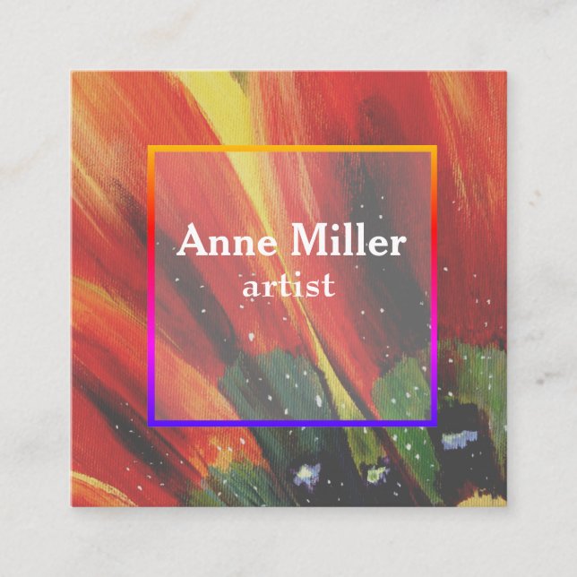 Carte de visite féminin floral coloré (Devant)