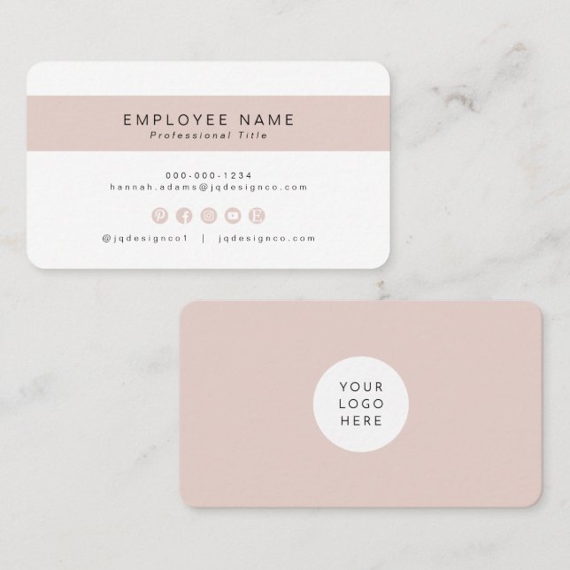 Carte de visite féminine chic rose pâle pour petit (Devant / Derrière)