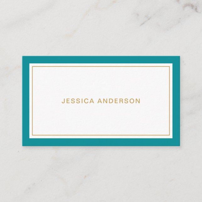 Carte De Visite Feminine Élégante turquoise Et Or (Devant)