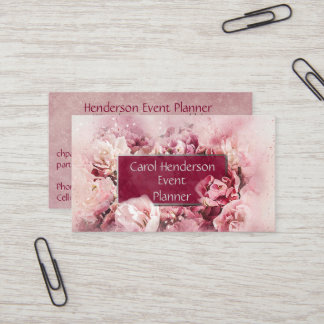 Carte De Visite Feminine et Elegant Floral Event Party Planificate