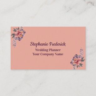 Carte de visite féminine florale rose violet