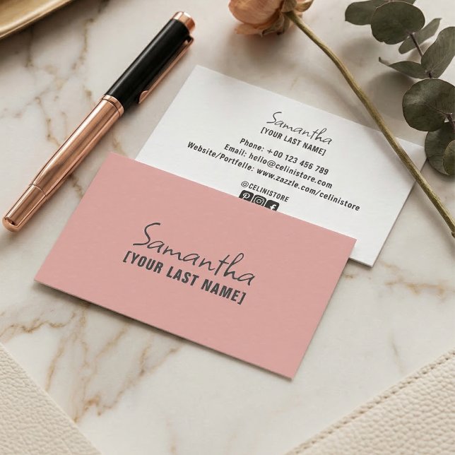 Carte De Visite Feminine Minimalist Business Card | Rose Beige (Feminine Minimalist Business Card  Rose Beige)