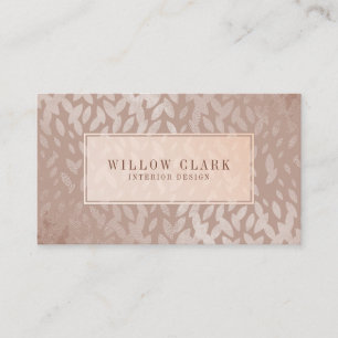 Carte De Visite Feminine Rose Gold Willow Tree Motif feuille