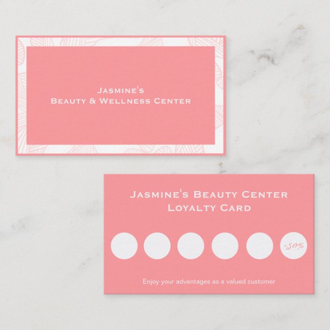 Carte De Visite Feminine Rose Pink Beauty Center Loyalty Card (Devant / Derrière)