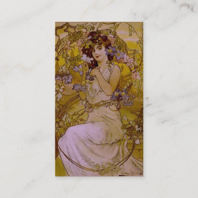 Carte De Visite Femme Art nouveau avec Clematis (Devant)