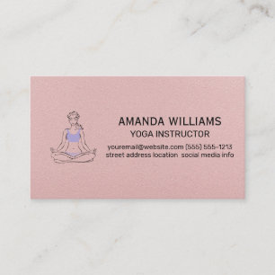 Carte De Visite Femme assise Yoga Pose Texture en cuir rose