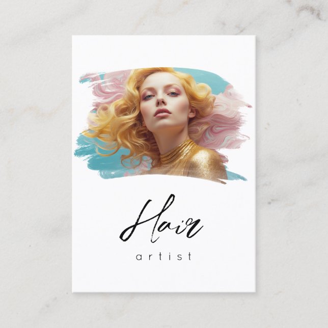 Carte De Visite *~* Femme Cheveux Luxe QR Femmes Fille Glam (Devant)