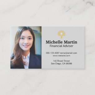 Carte De Visite Femme d'affaires   Logo de l'Arbre Financière