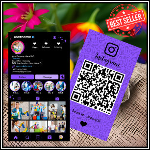 Carte De Visite Femme de ménage Instagram Violet Carton de ménag