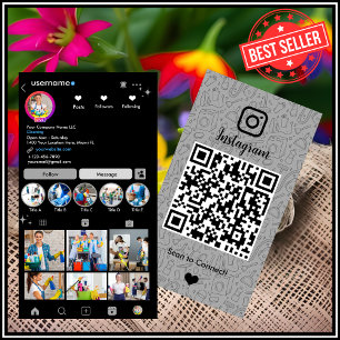 Carte De Visite Femme de ménage nettoyant le code QR gris de la ca