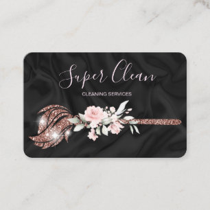 Carte De Visite Femme de ménage nettoyant une maison rose gold sci